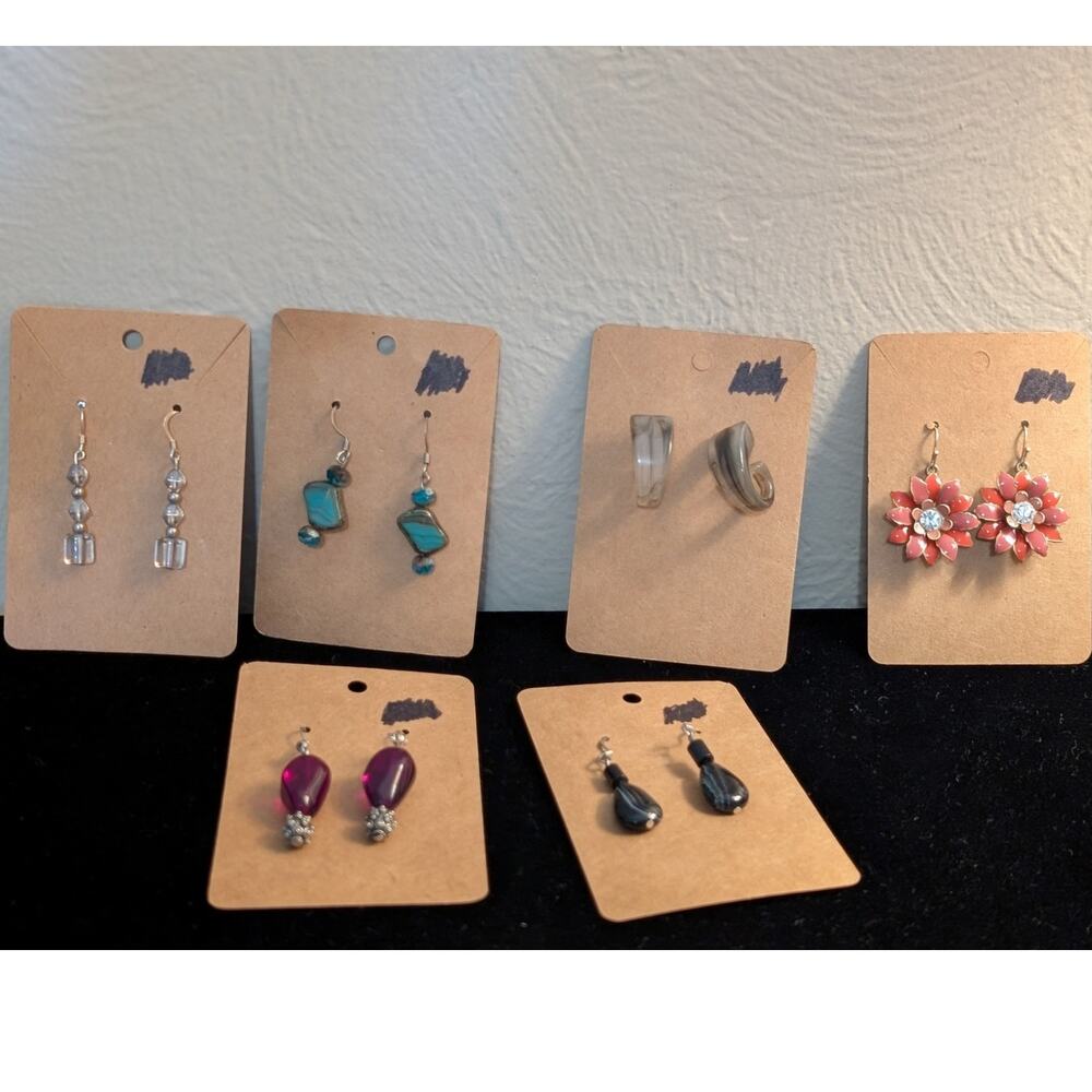 Lot of Six Pair Dangle Pierced Earrings